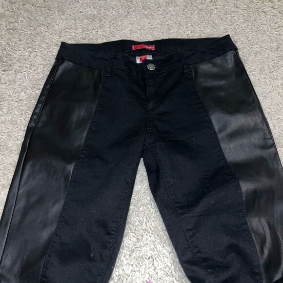 bongo half leather half jeggings black jeans size 5 - Picture 4 of 5